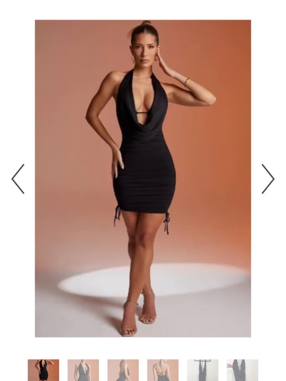 Oh Polly Black Halter Cowl Neck Bodycon Dress